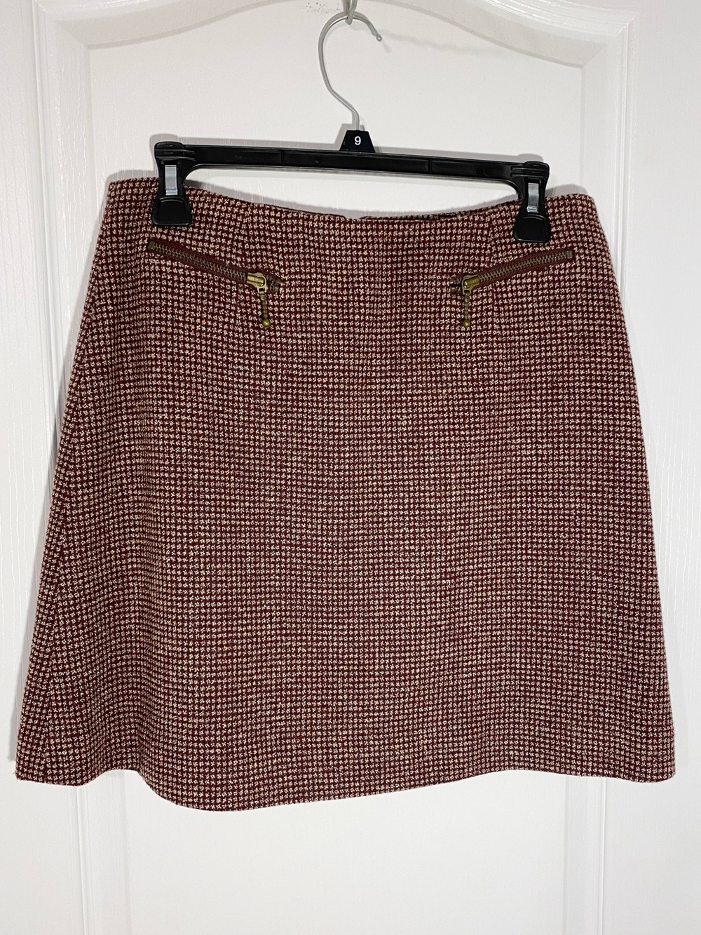 90s Y2K Express Zipper Detail Wool Blend Mini Skirt Vintage Burgundy Junior 9/10